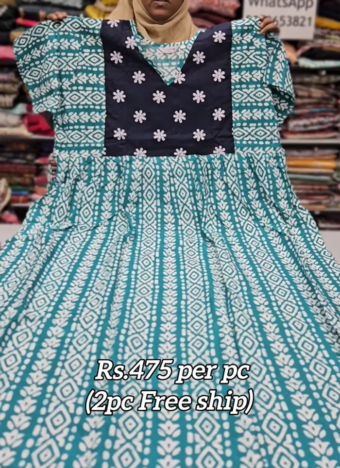 Frock Nighty – Premium Cotton | Side Pocket | Overlocked Finish | NT3387